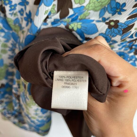 Christopher & Banks Women's Tropical Floral Tiered Ruffled Blue/Cream Skirt Sz M - Picture 6 of 7